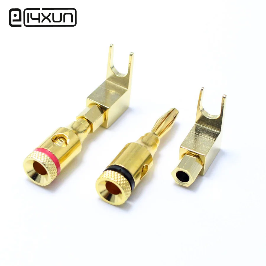 1pcs 8mm U Type PCB Terminal for 4mm banana plug gold plated speaker