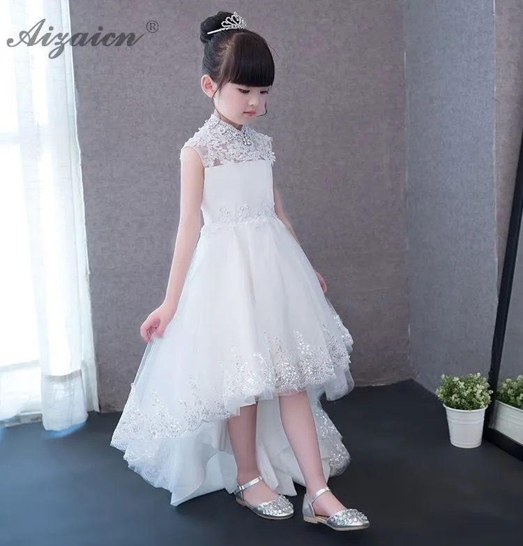 Детское свадебное платье в китайском стиле; белое длинное платье Cheongsam; модное вечернее платье принцессы; юбка с цветочным принтом Qi Pao