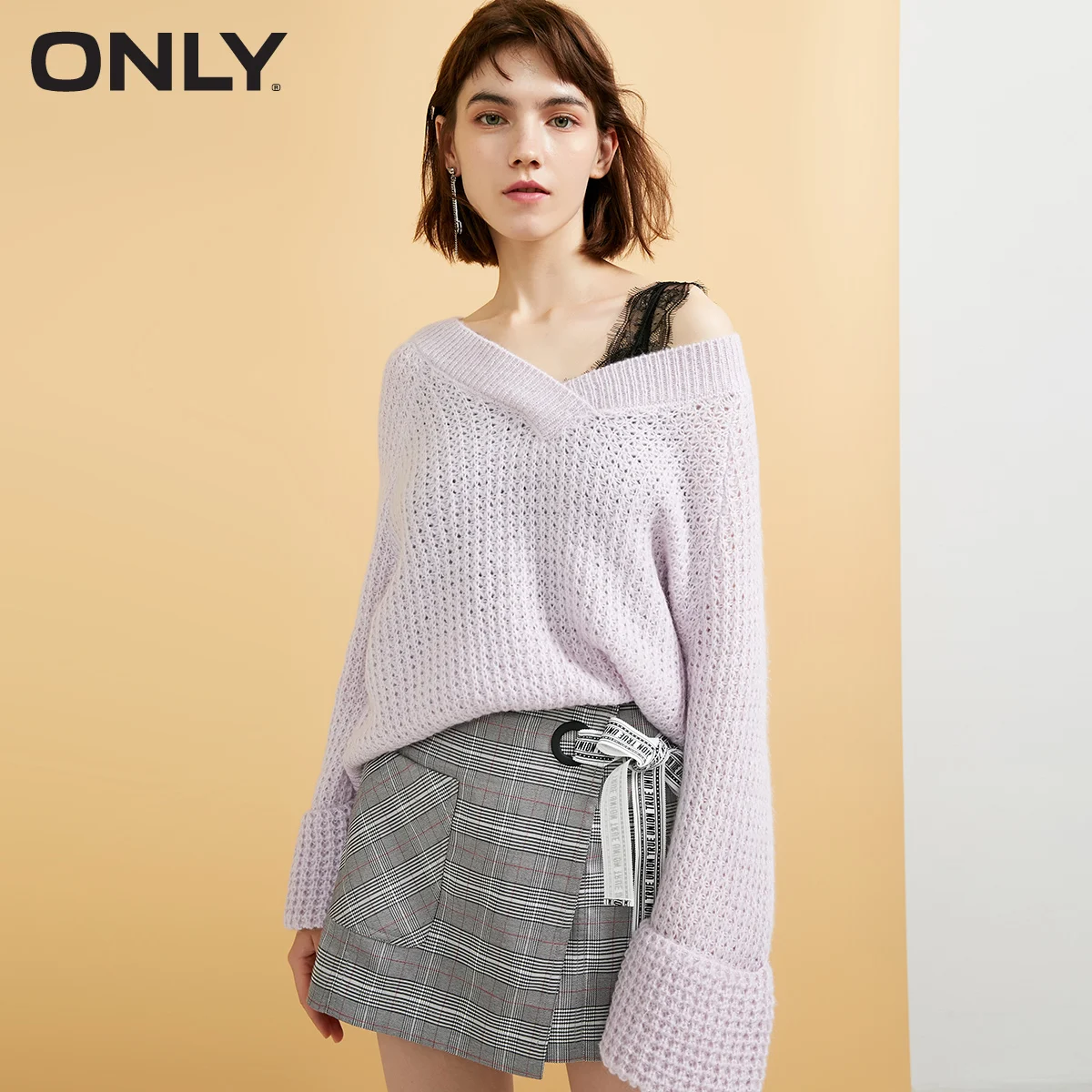 

ONLY Spring Summer New Women's Loose Fit Long-sleeved V-neckline Sweater Knit |118324557