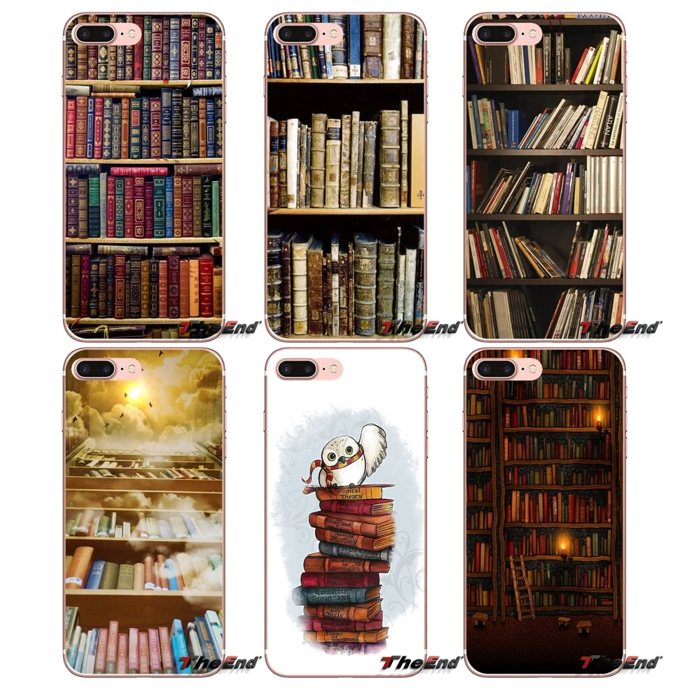 Ретро книжная полка библиотека для iPhone X 4 4S 5 5S 5C SE 6 6S 7 8 Plus Samsung Galaxy J1 J3 J5 J7 A3 A5 2016 2017