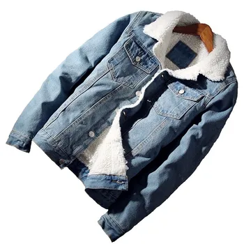 

6XL Plus Size Men Jacket and Coat Trendy Warm Fleece Thick Denim Jacket 2019 Winter Fashion Mens Jean Jacket Outwear Male Cowboy