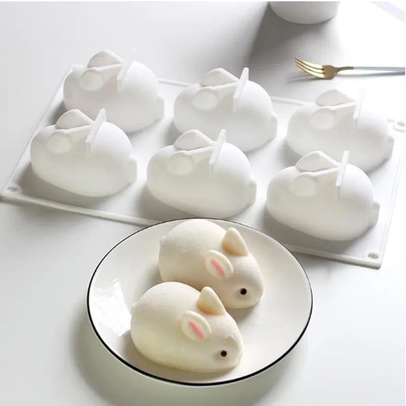 

Silicone 3d Cake Mold Six Rabbit Cake Decorating Tools Holiday Festival Baking Silicone Mould Diy Moule