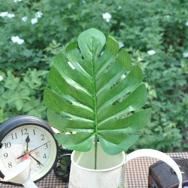 37cm/14" Length Artificial Monstera Branch Palm Fern Turtle Leaf Plants