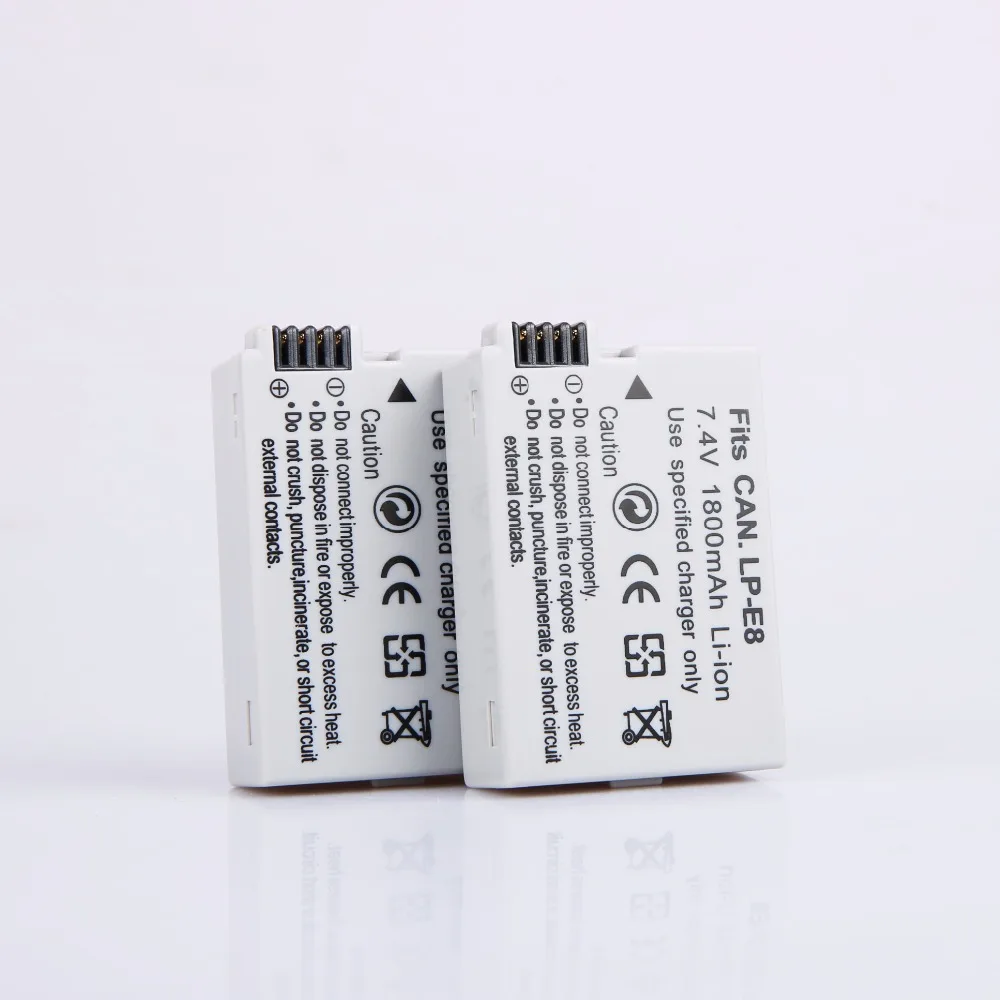 AOPULY 2 шт. LP-E8 батарейный блок bateria lp e8 для Canon 550D 600D 650D 700D X4 X5 X6i X7i T2i T3i T4i T5i DSLR камера |