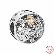 Рождественские небесные чудесные бусины с ангелом, снежинками, звездами, сверкающими DIY Fit PANDORA амулеты 925 серебро и 14 K золото FL626K