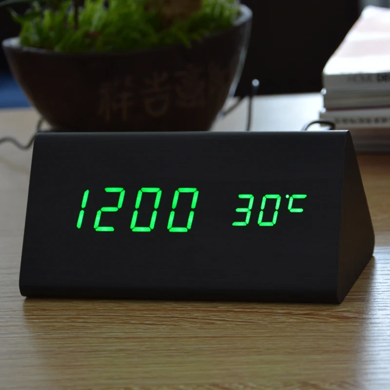 FiBiSonic деревянный светодиодный часы, Деревянный Будильник Календарь Термометр для подарка, управление звуками цифровые часы& Despertador