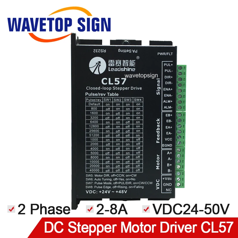 

Leadshine CL Serial Close Loop Stepper Motor Driver CL57 2Phase Input Voltage VDC24-50V Current 2-8A Match 57CME Serial Motor