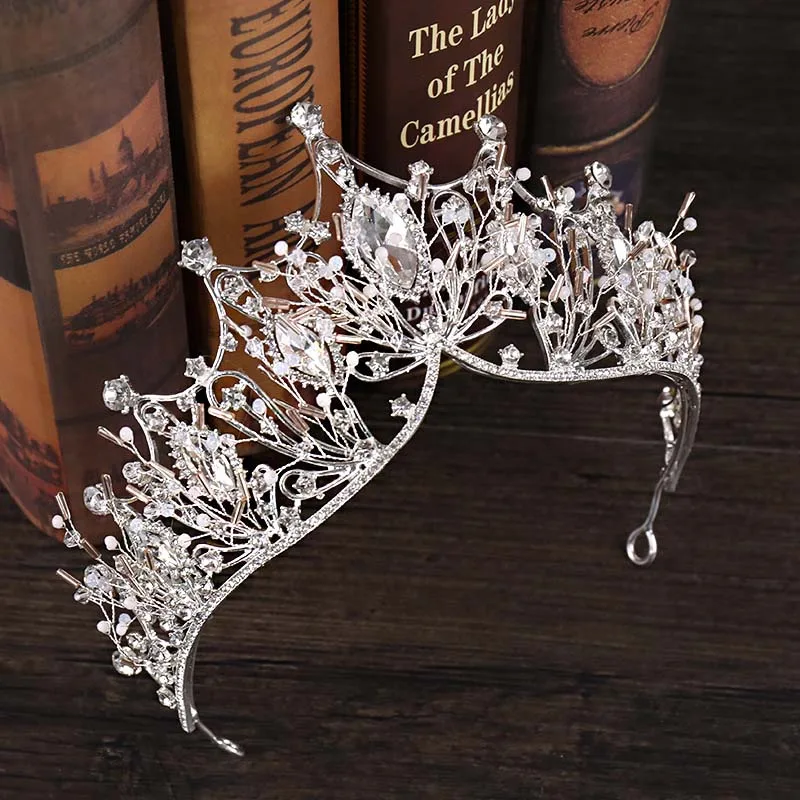 

Luxurious Wedding Hair Accessories For Noiva Bride Big Baroque Rhinestone Crystal Tiaras Headband King Queen Diadem Hair Jewelry