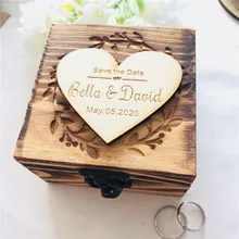 Коробка для колец на заказ Свадебные Валентина деревянные кольца деревянная коробка Юбилей кольцо box различные стили деревенская Подушка Коробка