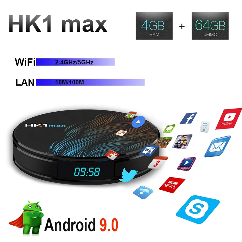 

Android 9.0 HK1 MAX Smart TV BOX RK3318 4gb ram 32g/64g rom Quad core 2.4g/5g Wifi BT4.0 1080P HD Digital Display set top box