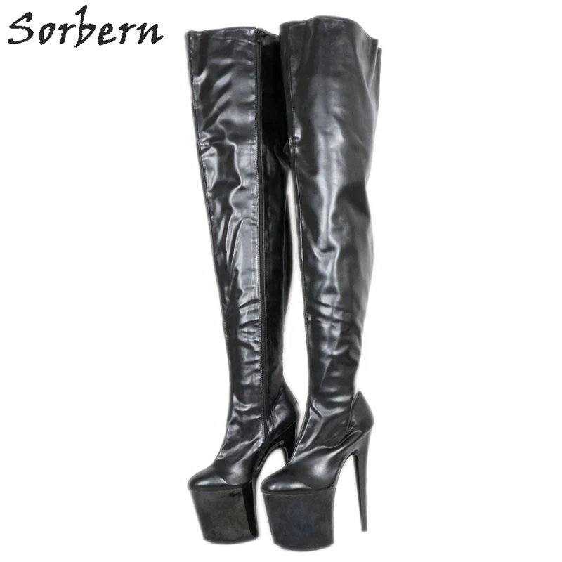 

Sorbern Black Platform Boots For Women Crotch Thigh High 75Cm Long Unisex Boot Women Shoes Size 11 Custom Shaft Length Width