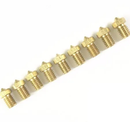 

3D printer J-Head Extruder Brass Nozzles 0.2/0.25/0.3/0.35/0.4/0.5/0.6/0.8/1.0mm For 1.75/3.0mm Supplies For E3D V6 V5