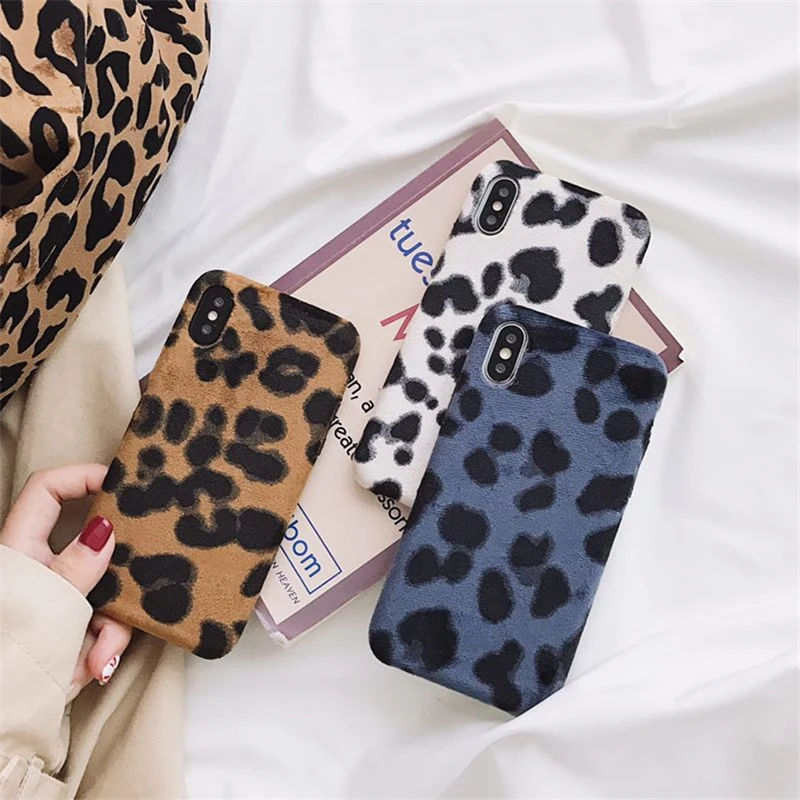 

Leopard Print Case for iPhone XS MAX/XR/XS/7 plus/6s plus/7/8/6s Suede Fluffy Cases Dots Japan Street Fashion Cover for iPhone X