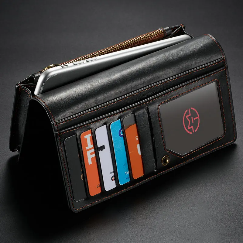 CaseMe бумажник чехол для LG G6 G5 универсальная сумка для телефона+ кредитных карт+ отделение для денег+ с застежкой-молнией Multi-Функция, телефонная сумка для iPhone