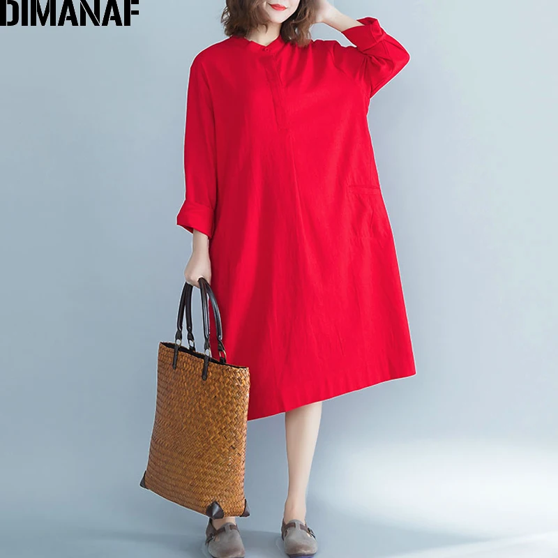 Dimanaf женский длинный женские элегантные платья винтажные Vestidos плюс размер хлопок