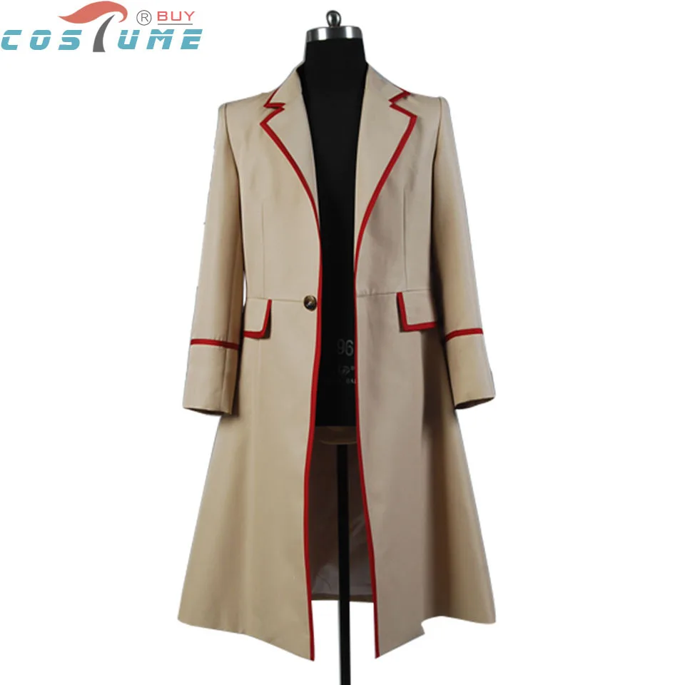 Cosplay&ware Who Doctor Red Stripe Beige Coat Trench Cape Halloween Cosplay Costume Custom Made Men -Outlet Maid Outfit Store