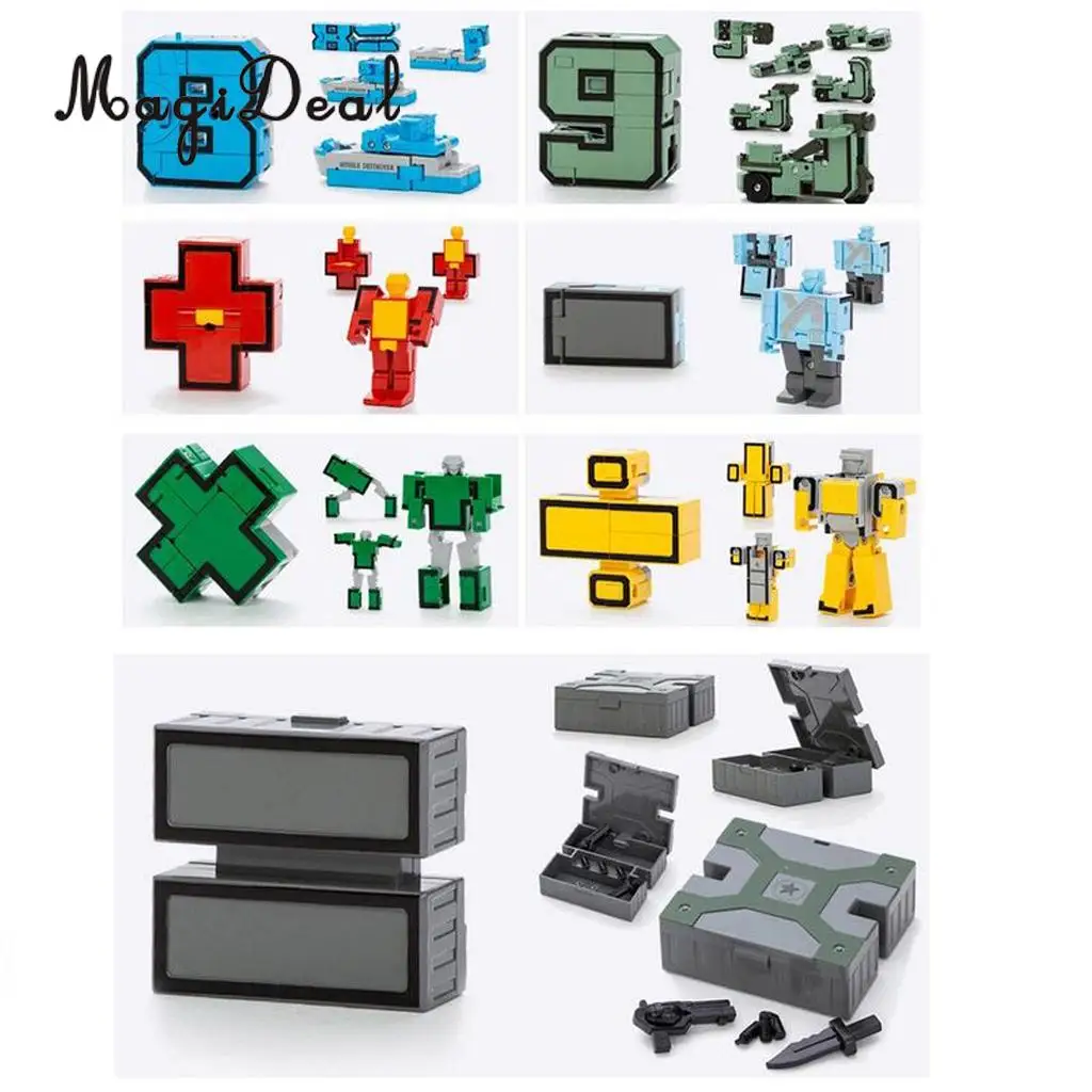 MagiDeal 1Set Numbers Armour Team Transform Robot Toy for Kid Role Play Display Toy Math Teaching Prop Boys Great Gift Present
