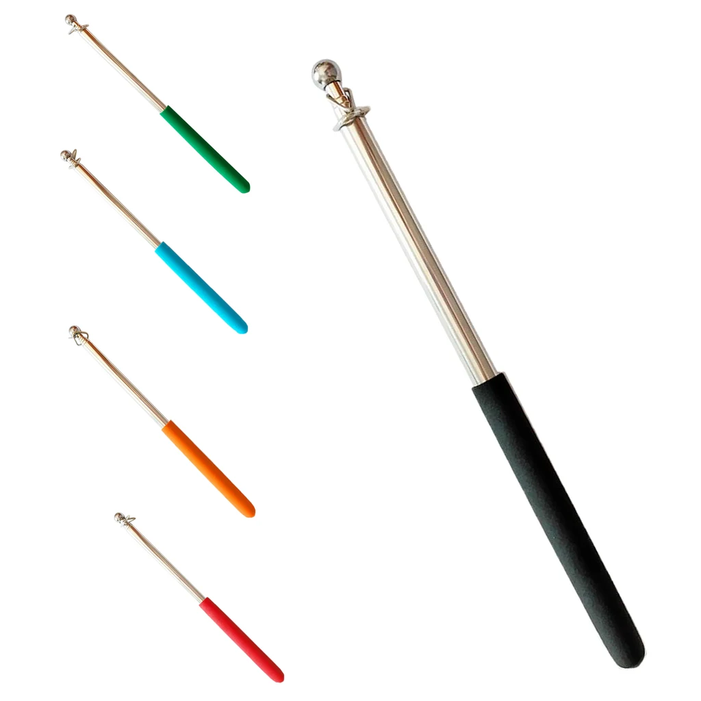 100cm Telescopic Stainless Steel Flagpole Extendable Banner Guide Pole Teachers Pointer Portable - 5 Colors