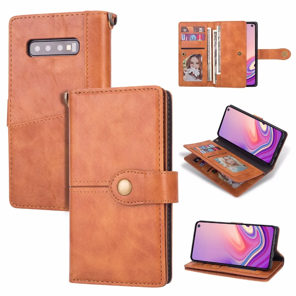 20pcs/lot Retro multifunction leather flip cover case for samsung galaxy S7 edge S8 S9 plus S10 lite wallet | Мобильные телефоны и