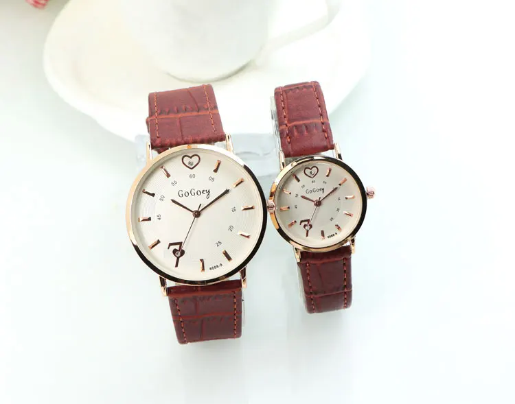 Топ Gogoey бренд сердце Мужские часы с кожаным ремешком для женщин Мода повседневное кварцевые наручные часы час 6088-9