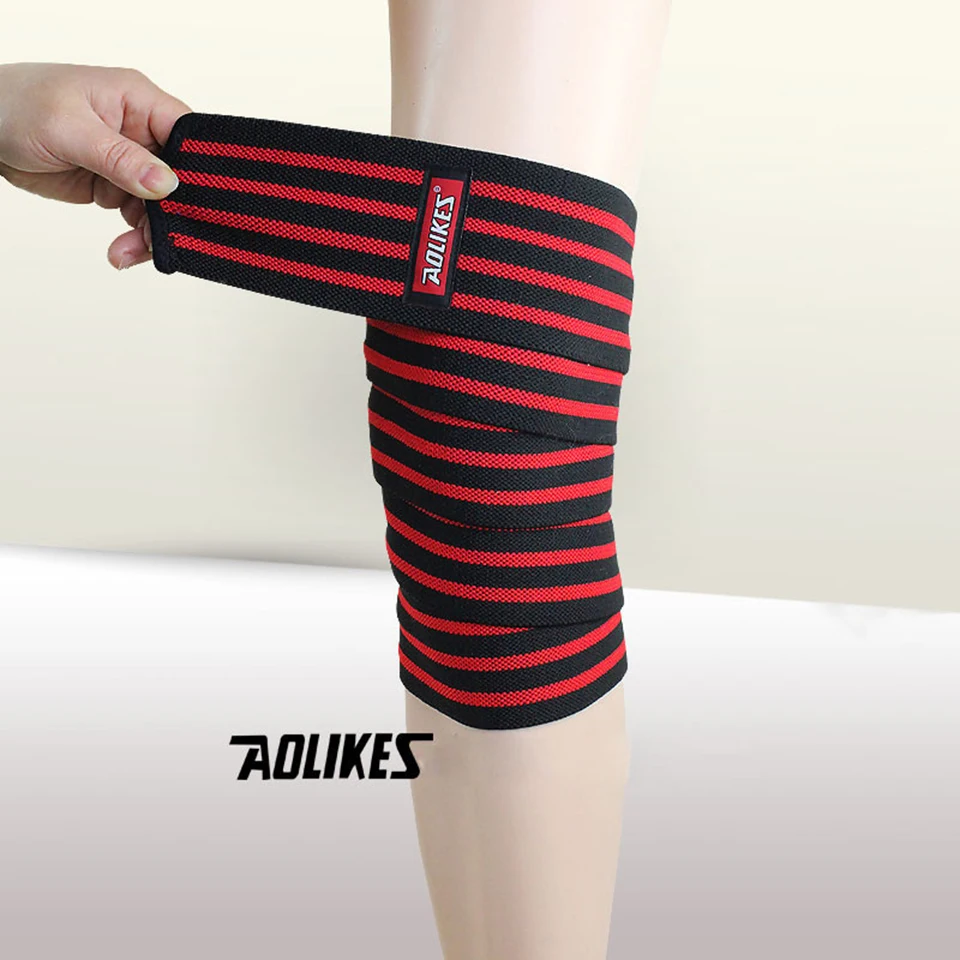 AOLIKES 1 пара силовых подъемных наколенников приседаний поддержка для тяжелой атлетики, бодибилдинга ремни повязки наколенники