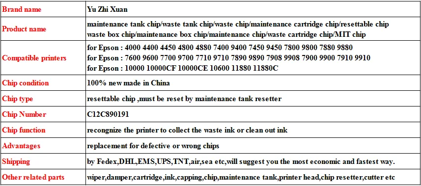 1 шт. MIT чип отходов для Epson 4800 4880 9400 7880 9880 7700 9700 7900 9900 10000 10600 11880 бака обслуживания