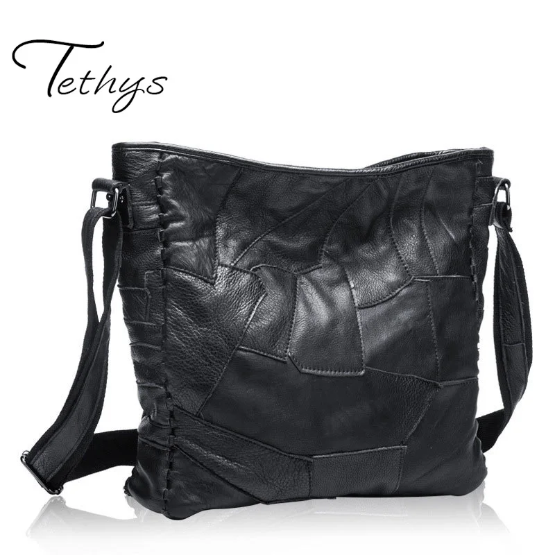 

2017 New Women Genuine Leather Handbag Sheepskin Women Shoulder Bag Patchwork Bag Luxury Handbags Ladies Tote