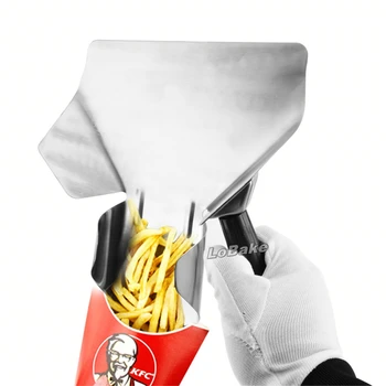 

New stainless steel one handle potato chips french fries spade shovel food nuts fruit vegetable funnel for kitchen gadgets
