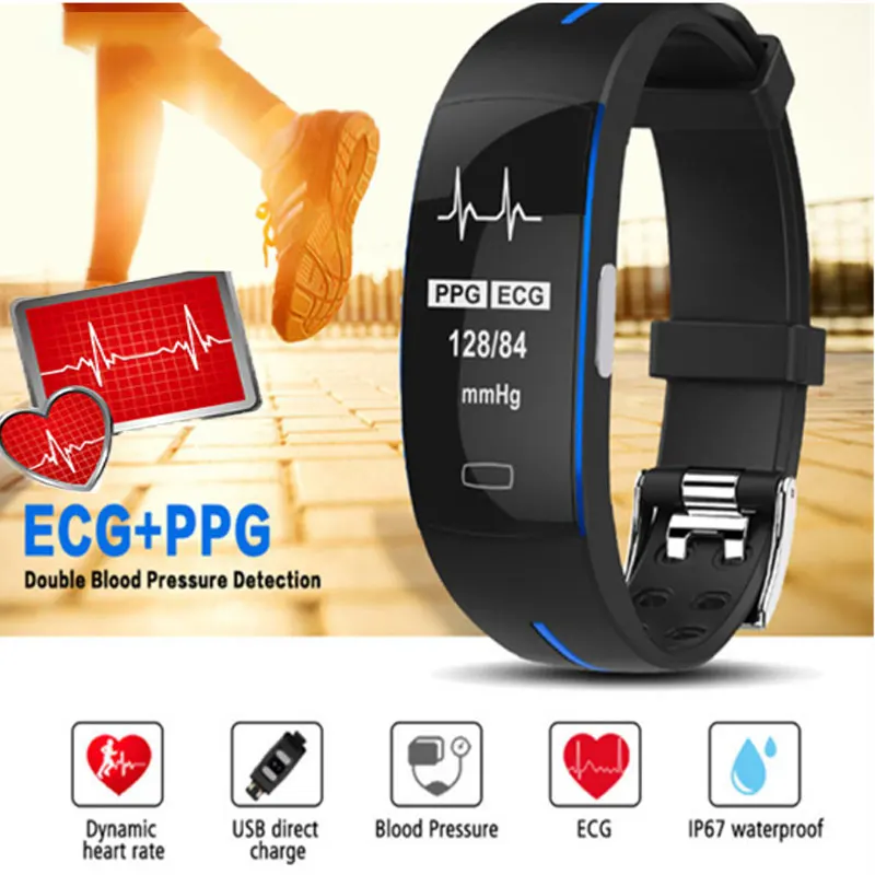 ppg+ecg женский на русском языке фитнеса умный Браслет с измерения давления