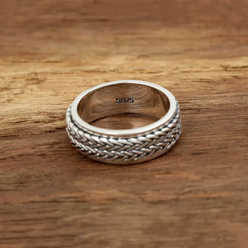 FNJ вращающееся веревочное кольцо, 925 серебряные ювелирные изделия, новая мода, S925 Стерлинговое Серебро, кольца для женщин и мужчин, большой размер 7,5-12,5 bague