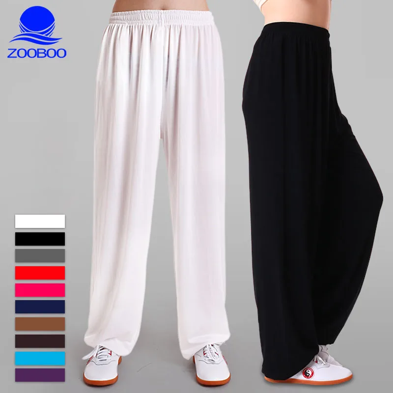 Kaufen Eis seide Kampfkunst Tai Chi Yoga Hosen Akrobatik Hosen Kung Fu Cropped Hosen Fitness Dance Lauf Hosen Männer Frauen