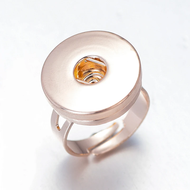 

New fashion Simple Silver rose golden snap rings adjustable fit 20MM&18MM snap buttons DIY fittings wholesale