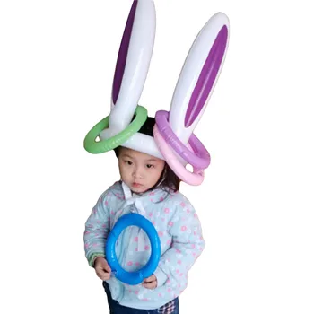 

Baby Inflatable Toys Easter Bunny Ears Rabbit Hat Ring Toss Party Game Ferrule Tools Party Decoration Kids Party Fun Toys