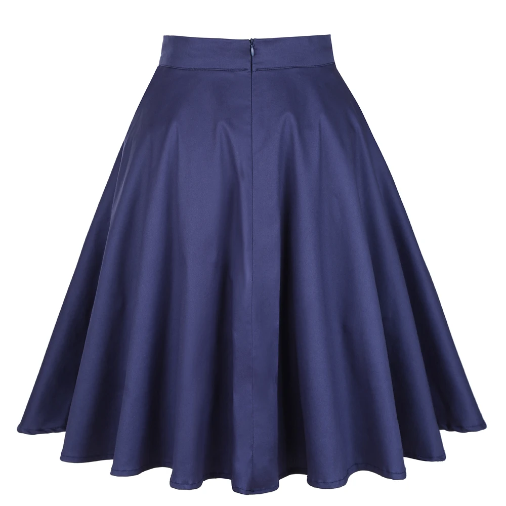 Горячая Распродажа, Модные Женские однотонные повседневные юбки в горошек с принтом вишни, с высокой талией, на молнии, офисные женские летние юбки для работы s-xxl - Цвет: Navy Blue