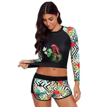 Популярный водонепроницаемый эластичный женский с длинным рукавом УФ Защита от солнца UPF 50+ Rash Guard Топ 2 шт Купальник Набор мая