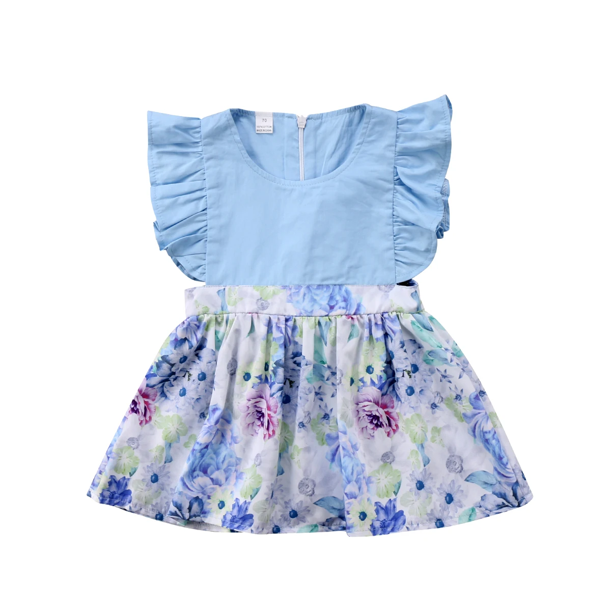 

2018 Toddler Infant Baby Girls Floral Flying Sleeves Dress Princess Party Pageant Cute Summer Sundress