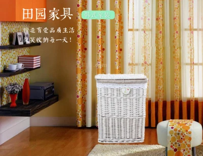 Grandes cestas de mimbre de lavandería obstaculizar cuadro organizador