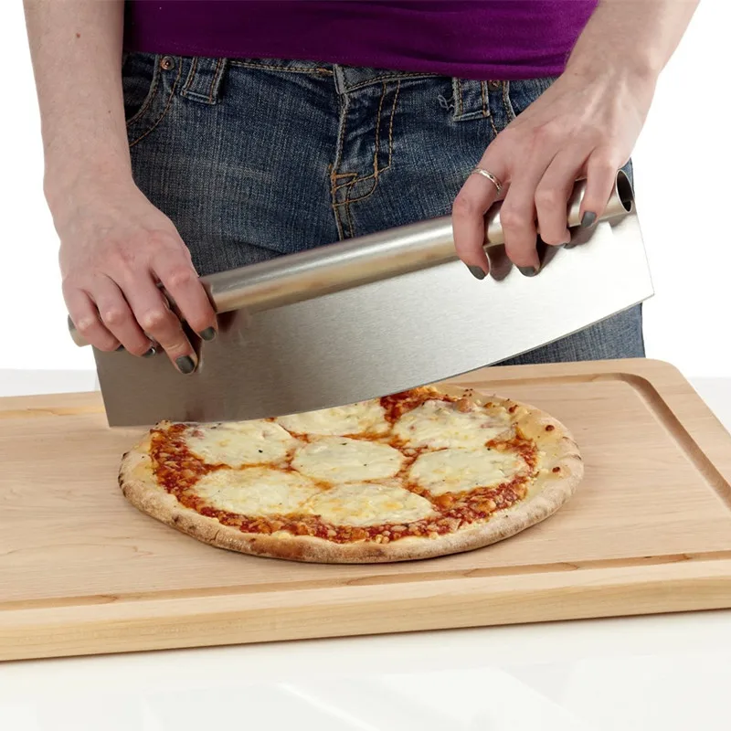 

12 Inch Pizza Cutter Sharp Rocker Blade Premium Stainless Steel Rocking Pizza Knife Pastry Chopper