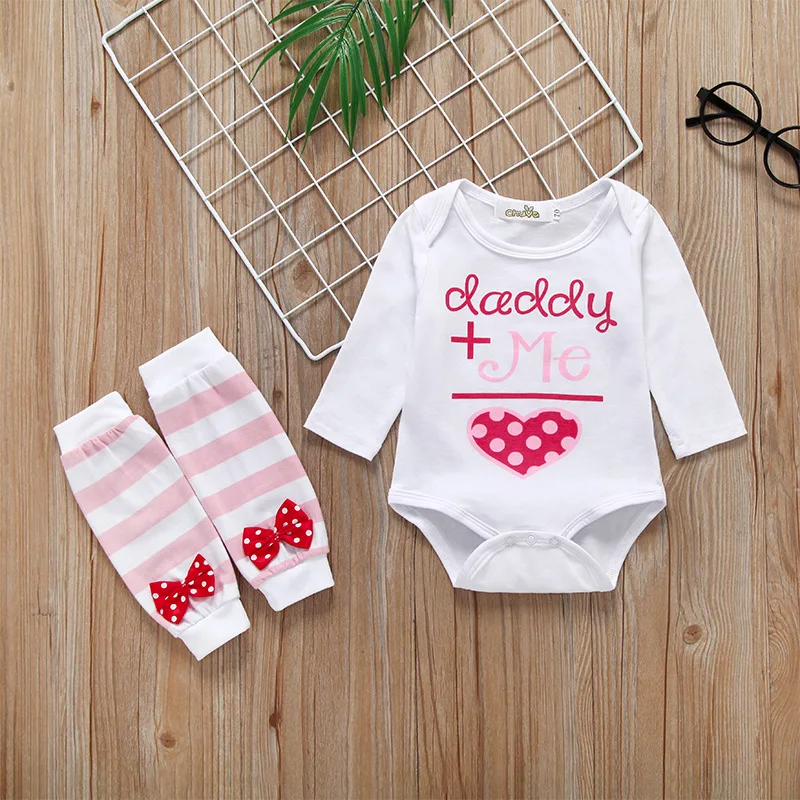 Infant Baby Girls Clothes Heart Shape Cute Baby Girl Romper +Socks Pants 2 Pieces Sets Newborn Baby girl Clothing Outfit