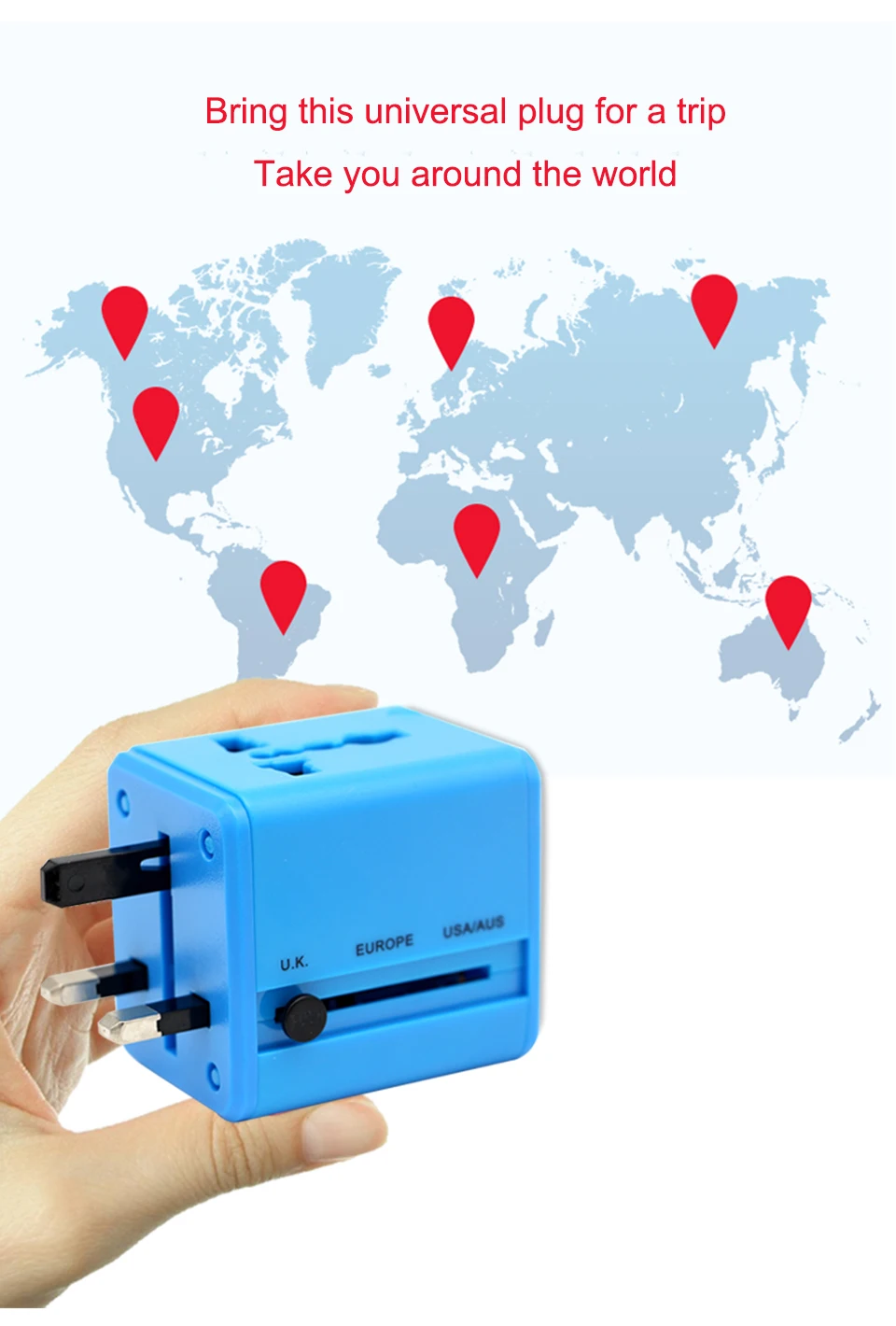 New Electric Plug Adaptor Universal UK US AU EU AC Power Socket Plug Travel Charger Adapter Converter Dual USB Fast Charging (4)