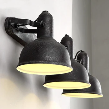 

Industrial loft metal round wall sconce light lamp lighting fixture Ac90-260v black rust restaurant bar bath vainty lighting