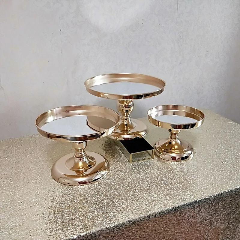  1pcs-5pcs mirror Wedding Decoration 2 or 3 Tier Cupcake Display Gold Metal Cake Stand
