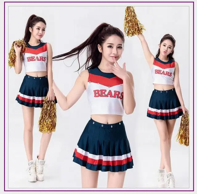 Signore basket Calcio Costume Fancy Dress Up blu Cheerleader Abiti glee