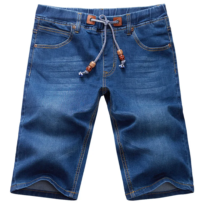 New Summer High Elastic Waist Denim Shorts Male Thin Loose Super Large