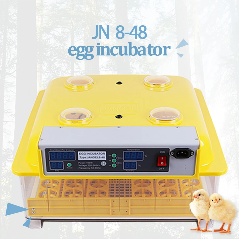 

Top Quality 48 Eggs Incubator Temperature Control Auto Egg Turner Thermometer hygrometer Hatching Days Egg Turning Count Down