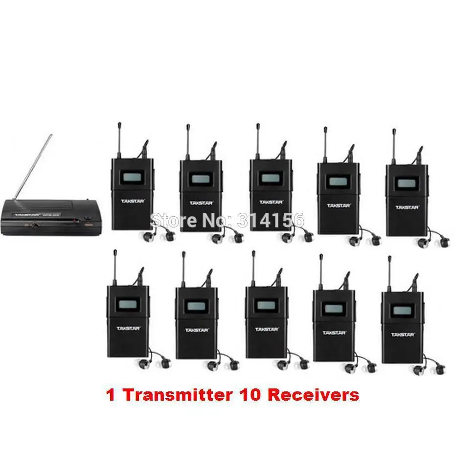 Takstar WPM-200/wpm200 беспроводная система мониторинга UHF в ухо стерео Беспроводная гарнитура сценические мониторы 1 передатчик+ 10 приемников