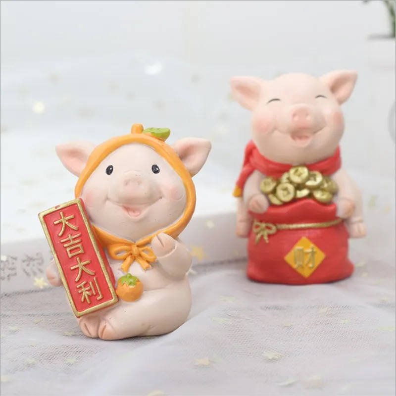 

Creative Year Of The Pig Daji Home Decoration New Year Cartoon Resin Desktop Decoration Piglet Birthday Gift Jewelry