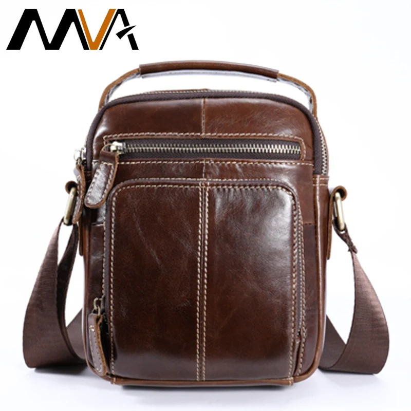 MVA Leather Messenger Bag Men's Shoulder Bags Genuine Leather Crossbody ...