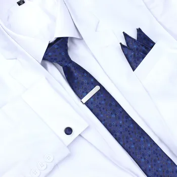 

HAWSON Colorful Pattern Necktie Set with Pocket Square Tie-Clip and Button Cover Cuff-links Hot Selling