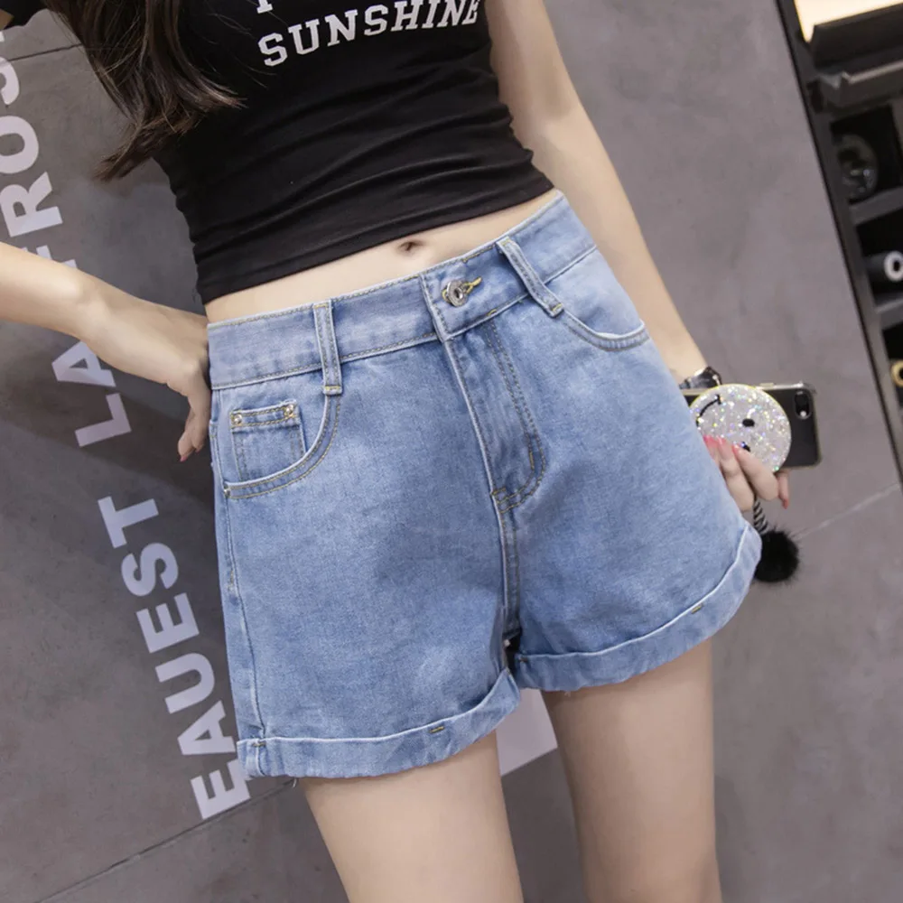 2019 New Euro Style Women Denim Shorts Vintage High Waist Cuffed Jeans Shorts Street Wear Sexy Shorts For Summer Spring Autumn